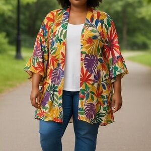 Live 4 Truth Colorful Leaf Print Swim Coverup